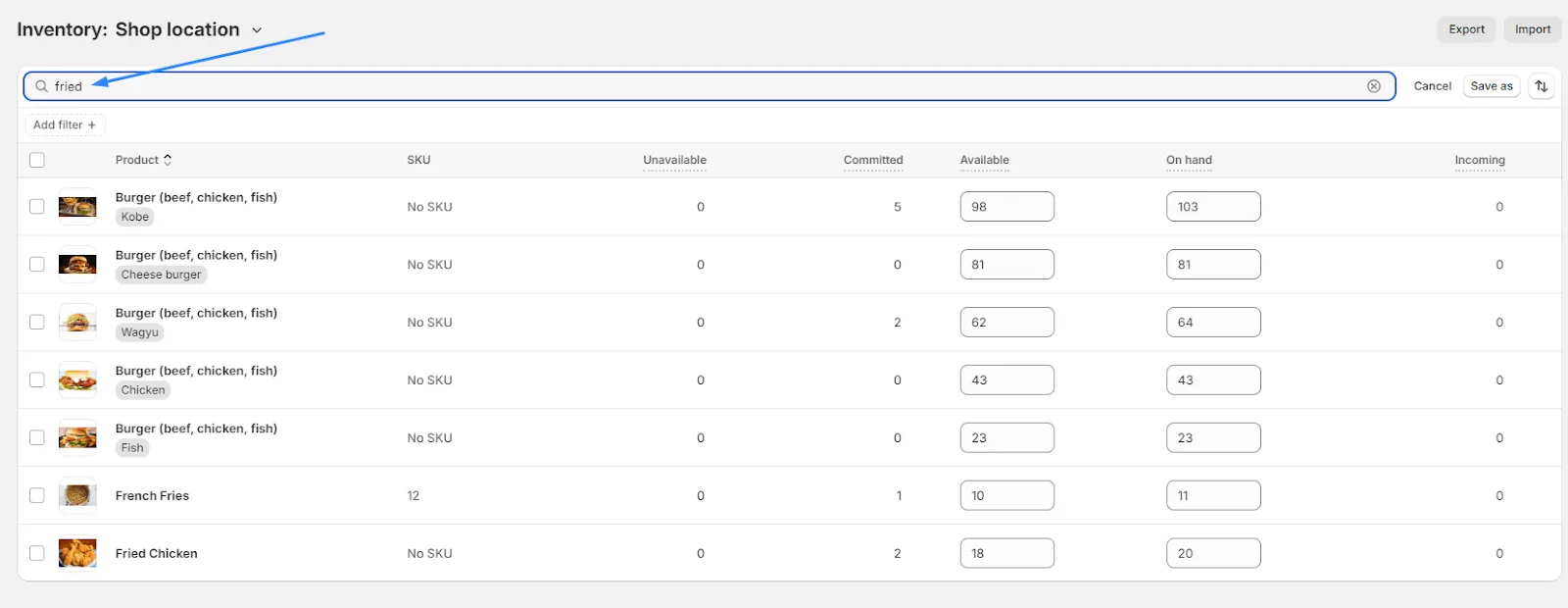 Filter and Select Products